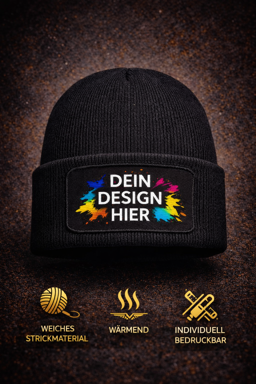 Unisex Beanie mit Patch – weich, warm & personalisierbar