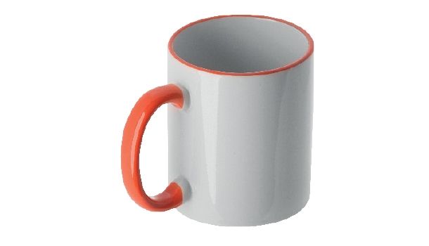 Personalisierte Tasse (330ml) - farbiger Henkel & Rand