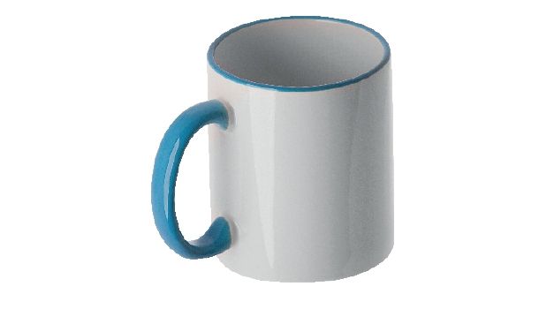 Personalisierte Tasse (330ml) - farbiger Henkel & Rand