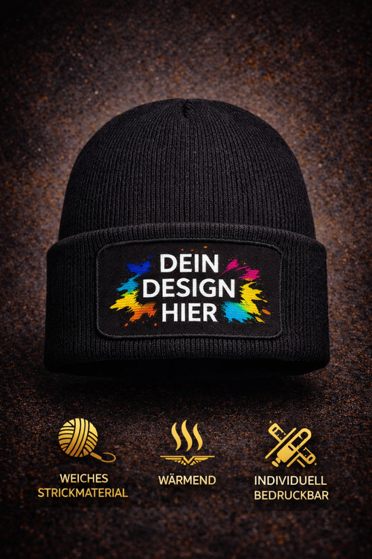 Unisex Beanie mit Patch – weich, warm & personalisierbar