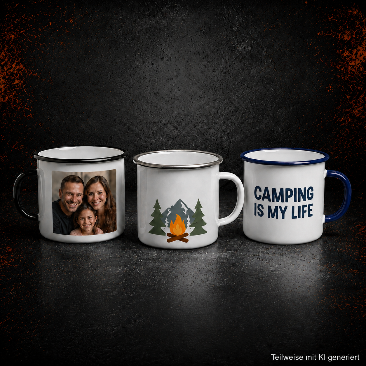 Personalisierte Emaille-Tasse – Retro Look mit deinem Wunschmotiv (350ml)