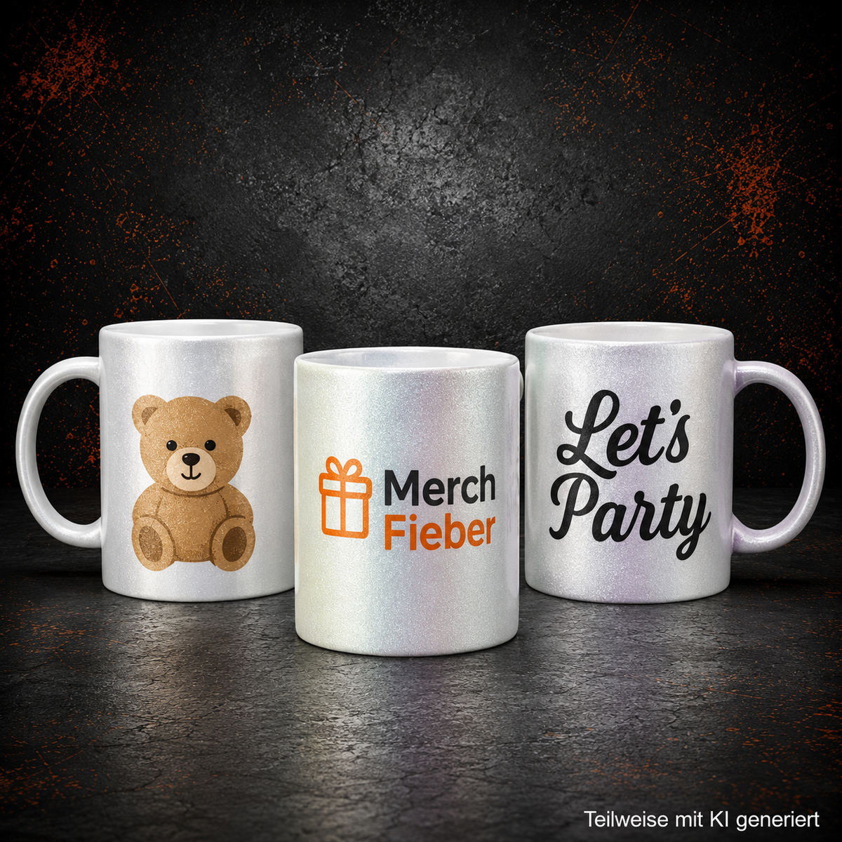 Personalisierte Tasse (330ml) - Neon Glow Paint - Perlmutt-Schimmer