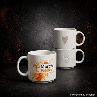 Personalisierbare stapelbare Keramiktasse (295 ml) – deine individuelle Design-Tasse