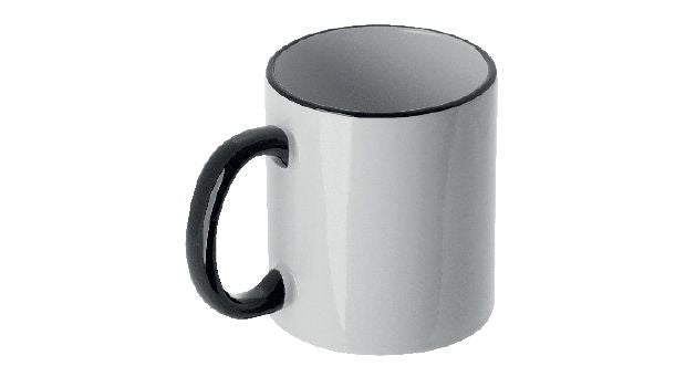 Personalisierte Tasse (330ml) - farbiger Henkel & Rand